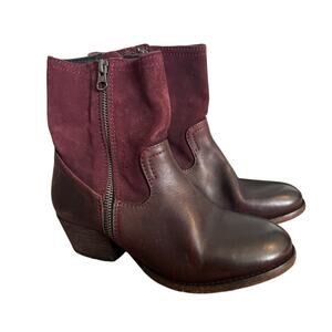 NWT H by Hudson burgundy suede and leather ankle boots